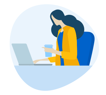 一个女人在电脑上工作的插图